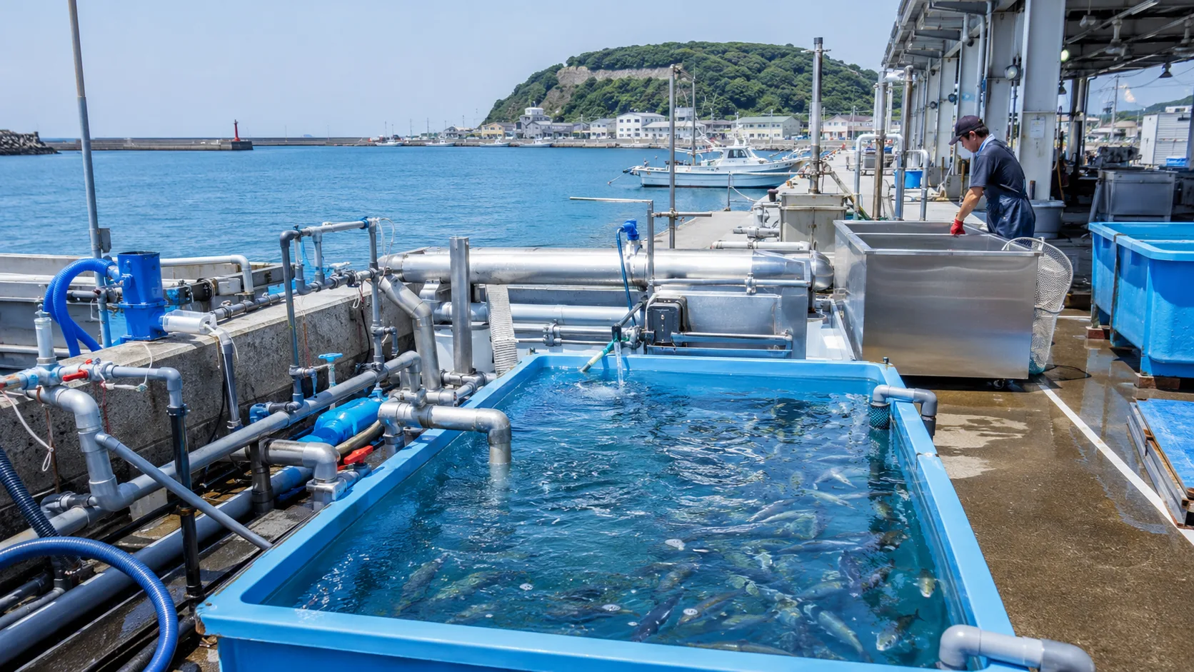 水産施設で管理される魚